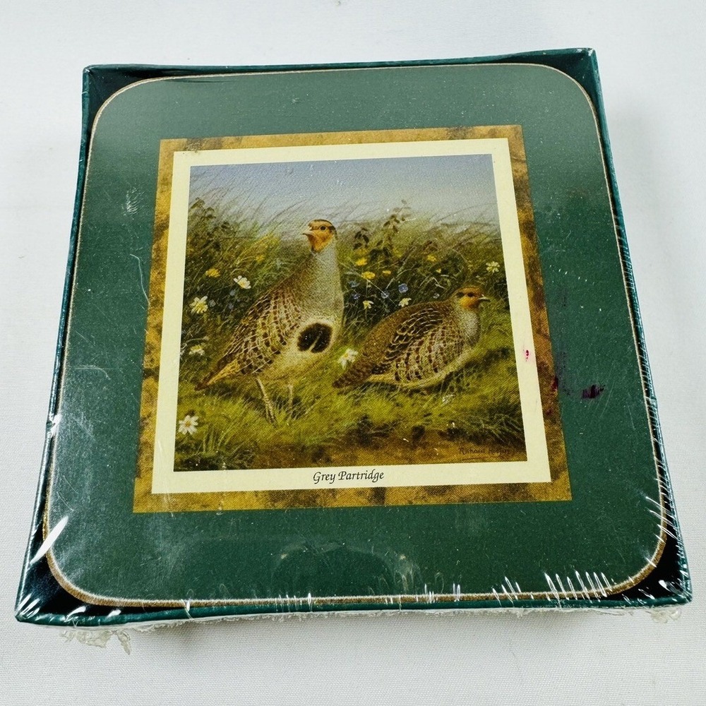 Cloverleaf Grey Partridge Coasters Set of 4 United Kingdom Laminated Bird Nature